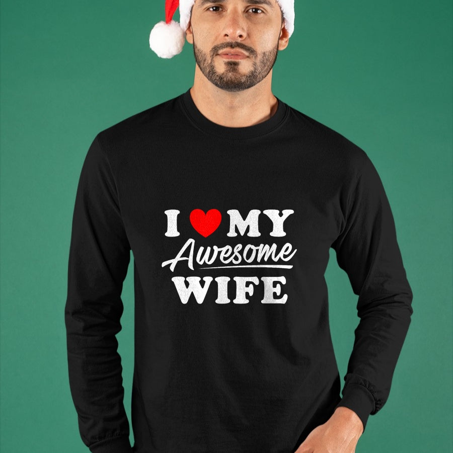 Best Wife Shirt, Wife and Husband Unisex T-Shirt/Hoodie/Sweatshirt HLT00 - I Love My Awesome Wife T Shirt for Men T-Shirt