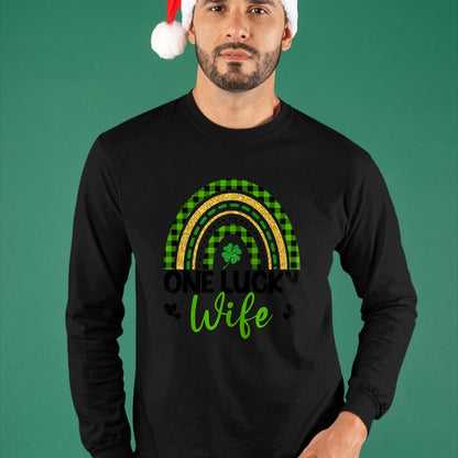 Best Wife Shirt, Wife and Husband Unisex T-Shirt/Hoodie/Sweatshirt HLT00 - Gift for wife T shirt, lucky wife   Womens One Lucky Wife Boho Rainbow St Patricks Day Shamrock Tank