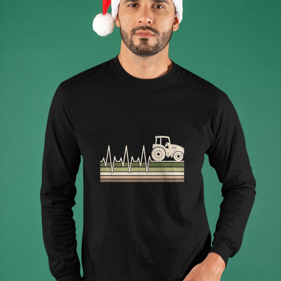 Best Farmer Life Shirt, Funny Farmer UnisexT-Shirt/Hoodie/Sweatshirt HLT00 - Vintage Tractor Heartbeat Farmer Farming Men T-Shirt, Men, Black, 3X-Large