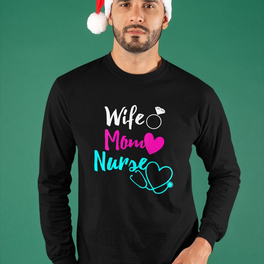 Funny Nurse Shirt, Nurse Unisex T-Shirt/Hoodie/Sweatshirt HLT00 - Womens Wife Mom Nurse Womens RN LPN Mothers Day Gift For Nurses V-Neck T-Shirt