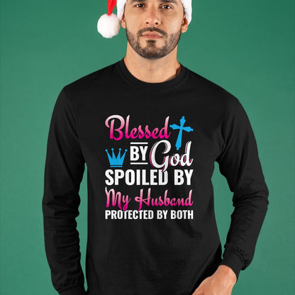 Best Wife Shirt, Wife and Husband Unisex T-Shirt/Hoodie/Sweatshirt HLT00 - Gift for wife T shirt, spoiled wife   Christian Wife Jesus Blessed By God Spoiled By My Husband T-Sh (2)