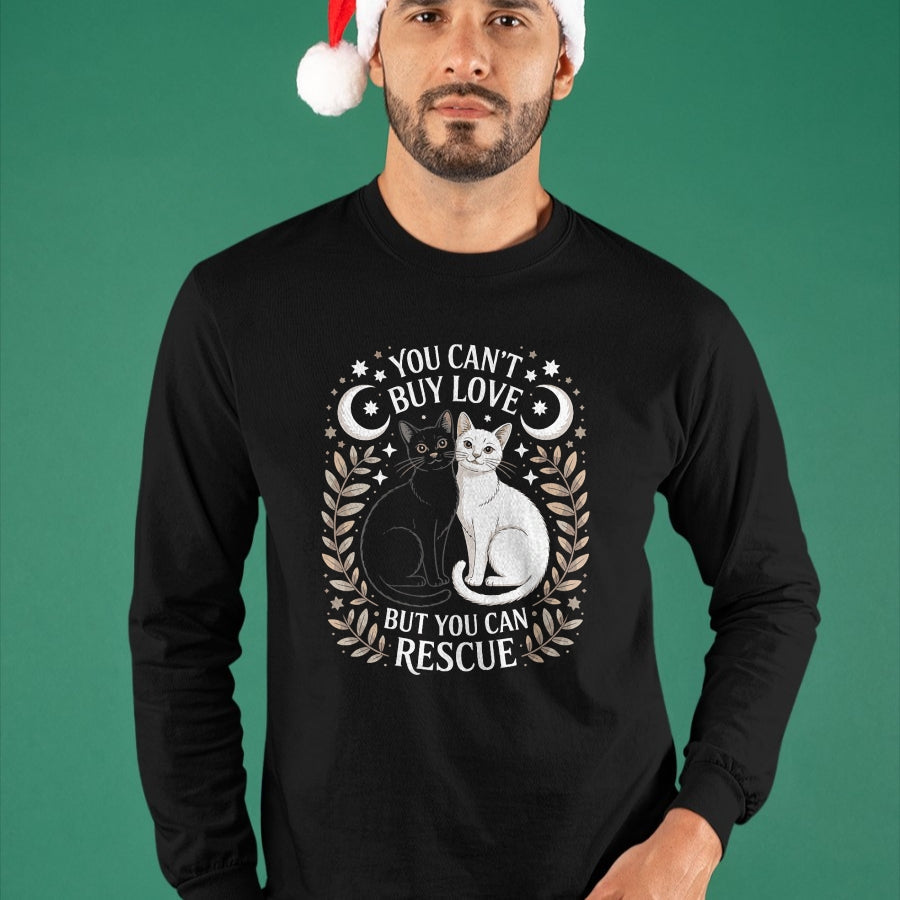 Cat Love Shirt, Funny Cat Lover Gift UnisexT-Shirt/Hoodie/Sweatshirt HLT00 - Women_s You Can_t Buy Love But You Can Rescue It Cat Lovers V-Neck T-Shirt