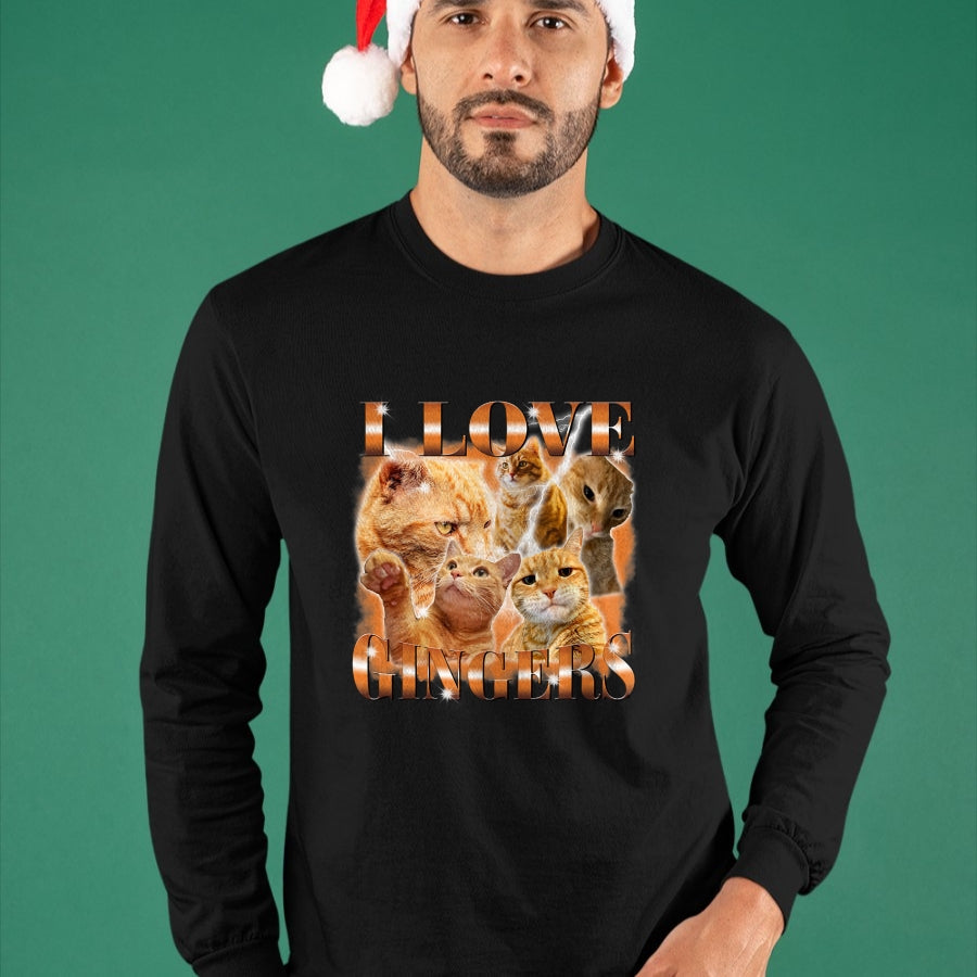 Cat Love Shirt, Funny Cat Lover Gift UnisexT-Shirt/Hoodie/Sweatshirt HLT00 - I Love Gingers Funny Orange Cat Cat Meme Kitty Cat Lovers T-Shirt