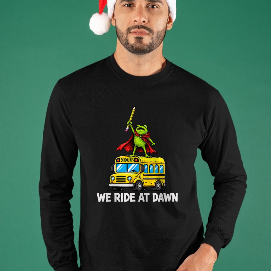 Best Student Shirt, Funny Back To School UnisexT-Shirt/Hoodie/Sweatshirt HLT00 - We Ride At Dawn Funny Back to School Buss Frog Teacher Kids T-Shirt