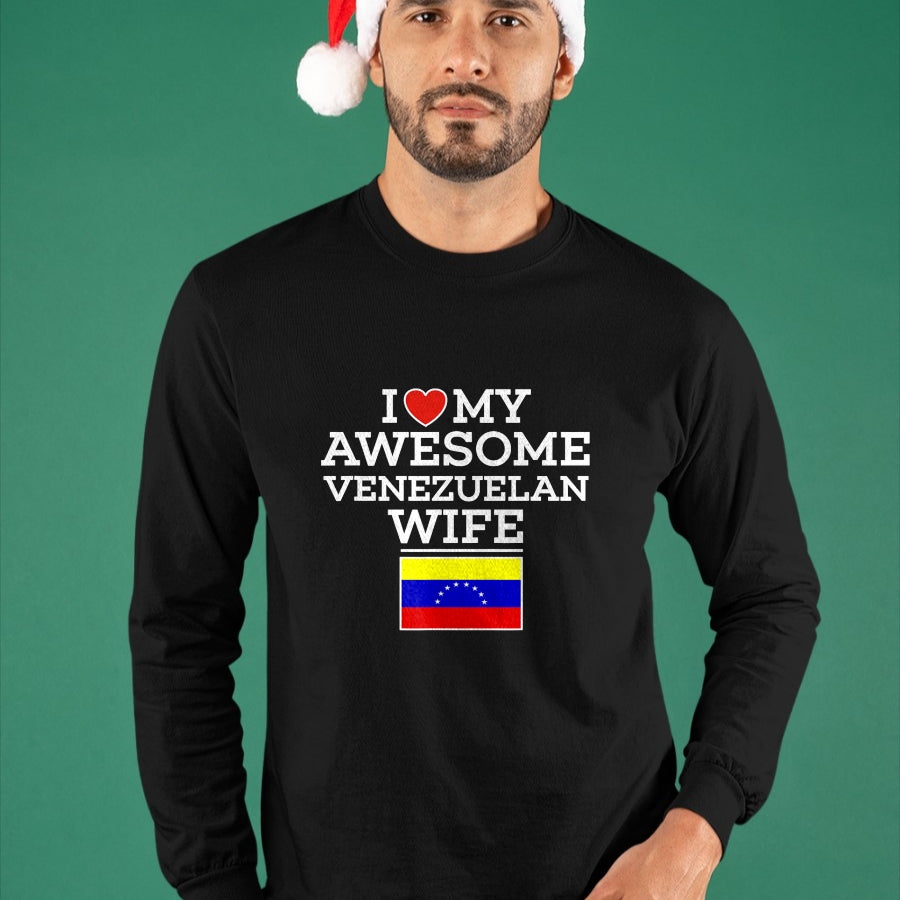 Best Wife Shirt, Wife and Husband Unisex T-Shirt/Hoodie/Sweatshirt HLT00 - I Love My AWESOME Venezuelan WIFE Flag Heart Tee for Husband