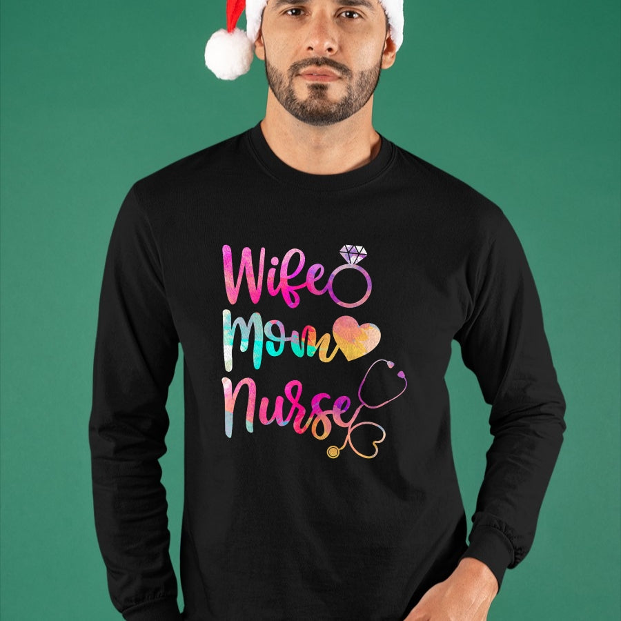 Funny Nurse Shirt, Nurse Unisex T-Shirt/Hoodie/Sweatshirt HLT00 - Wife Mom Nurse T Shirt for Nurses (LPN, BSN, RN, NP)