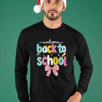 Best Student Shirt, Funny Back To School UnisexT-Shirt/Hoodie/Sweatshirt HLT00 - Welcome Back to School Coquette Pencil Bow T-Shirt