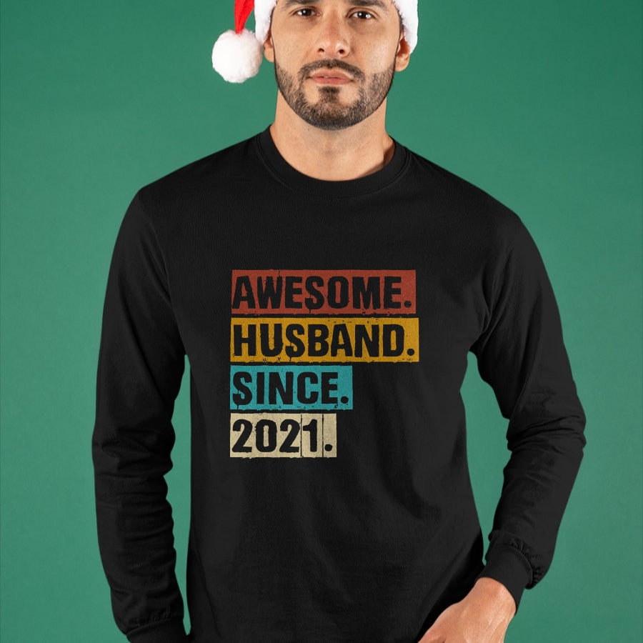 Best Wife Shirt, Wife and Husband Unisex T-Shirt/Hoodie/Sweatshirt HLT00 - 3rd Year Wedding Anniversary Epic Awesome Husband Since 2021 T-Shirt (2)
