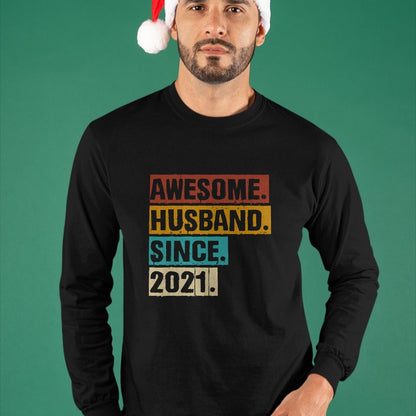 Best Wife Shirt, Wife and Husband Unisex T-Shirt/Hoodie/Sweatshirt HLT00 - 3rd Year Wedding Anniversary Epic Awesome Husband Since 2021 T-Shirt (2)