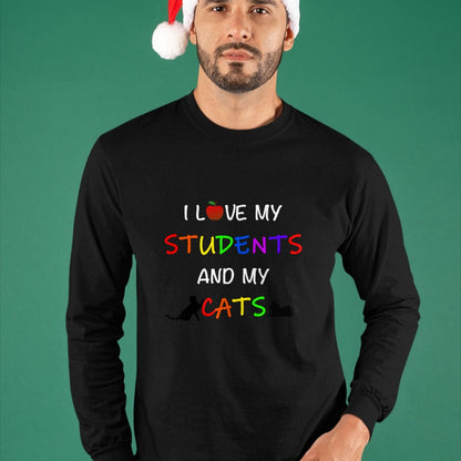 Cat Love Shirt, Funny Cat Lover Gift UnisexT-Shirt/Hoodie/Sweatshirt HLT00 - I Love My Students And My Cats Cute Teacher Cat T-Shirt