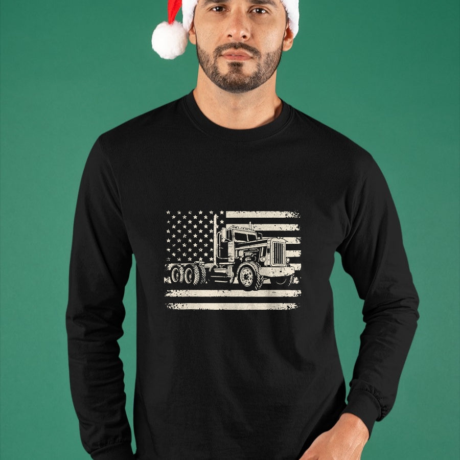 Best Truck Driver Life Shirt, Funny Trucker UnisexT-Shirt/Hoodie/Sweatshirt HLT00 - Semi Truck USA Flag Driver Trucker Patriotic Retro T-Shirt