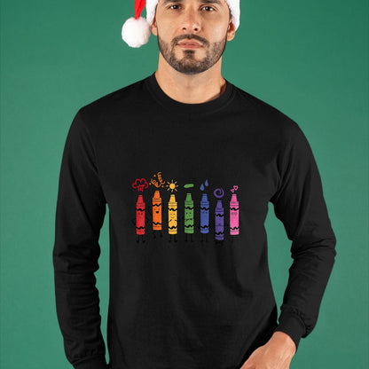 Best Teacher Shirt, Funny Teacher UnisexT-Shirt/Hoodie/Sweatshirt HLT00 - Mood Color Crayons Teacher T-Shirt