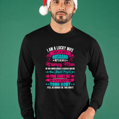 Best Wife Shirt, Wife and Husband Unisex T-Shirt/Hoodie/Sweatshirt HLT00 - Gift for wife T shirt, lucky wife   I Am A Lucky Wife, I Have A Crazy Husband T-Shirt (1)