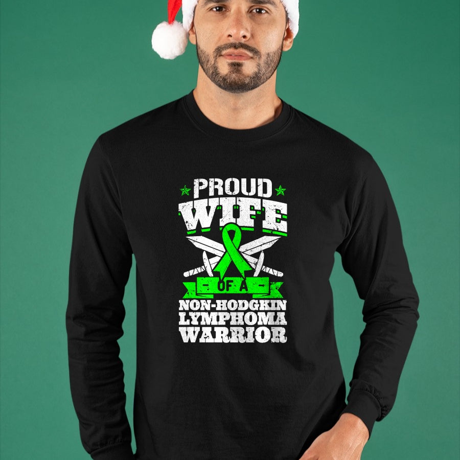 Best Wife Shirt, Wife and Husband Unisex T-Shirt/Hoodie/Sweatshirt HLT00 - Gift for wife T shirt, lucky wife   Proud Wife Of A Non-Hodgkin Lymphoma Warrior Awareness T-Shirt