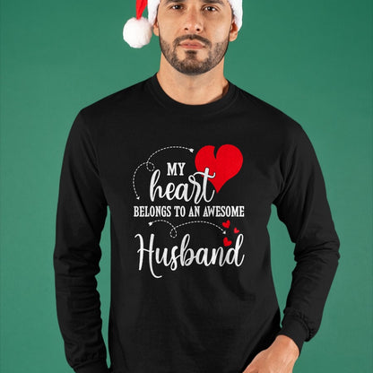 Best Wife Shirt, Wife and Husband Unisex T-Shirt/Hoodie/Sweatshirt HLT00 - My Heart Belongs To An Awesome Husband T-Shirt