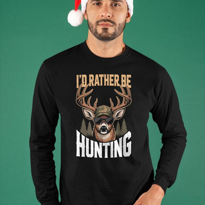 Funny Hunting Shirt, Gift For Hunting Lover Unisex T-Shirt/Hoodie/Sweatshirt HLT00 - Mens Camo Deer Hunting Funny Id Rather Be Hunting Camouflage T-Shirt
