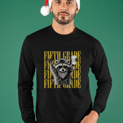 Best Teacher Shirt, Funny Teacher UnisexT-Shirt/Hoodie/Sweatshirt HLT00 - Funny Fifth Grade Teacher Feral Raccoon Back to School T-Shirt, Men, Black, 3X-Large