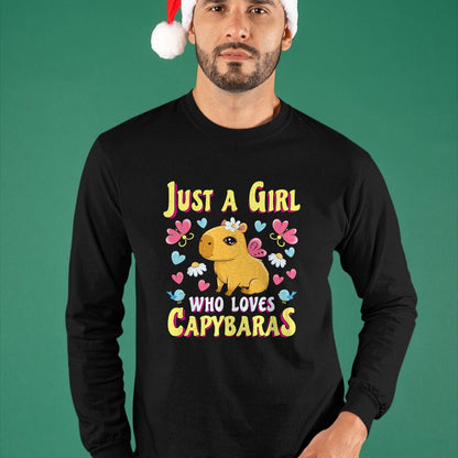 Cute Capybara Shirt, Funny Capybara Unisex T-Shirt/Hoodie/Sweatshirt HLT00 - Capybaras Cute Capybara Animal Lovers Gift Capybara Girl Long Sleeve T-Shirt