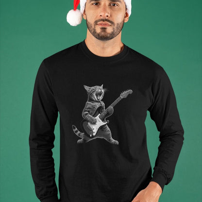 Guitar Lover Shirt, Funny Guitar UnisexT-Shirt/Hoodie/Sweatshirt HLT00 - Funny Cat Playing Guitar Rock and Roll Gifts Men Women Kid T-Shirt