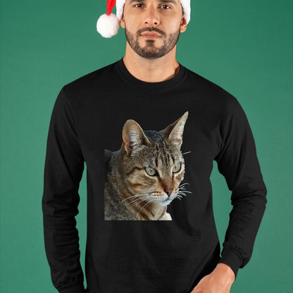 Cat Love Shirt, Funny Cat Lover Gift UnisexT-Shirt/Hoodie/Sweatshirt HLT00 - Stunning Tabby Cat Close Up Portrait Vector T-Shirt (1)