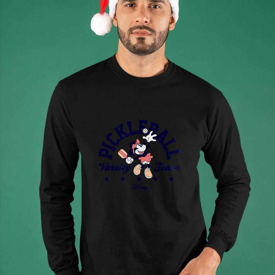 Funny Pickleball Shirt, Pickleball Lover Unisex T-Shirt/Hoodie/Sweatshirt HLT00 - Minnie Mouse - Pickleball Serve Varsity Team T-Shirt