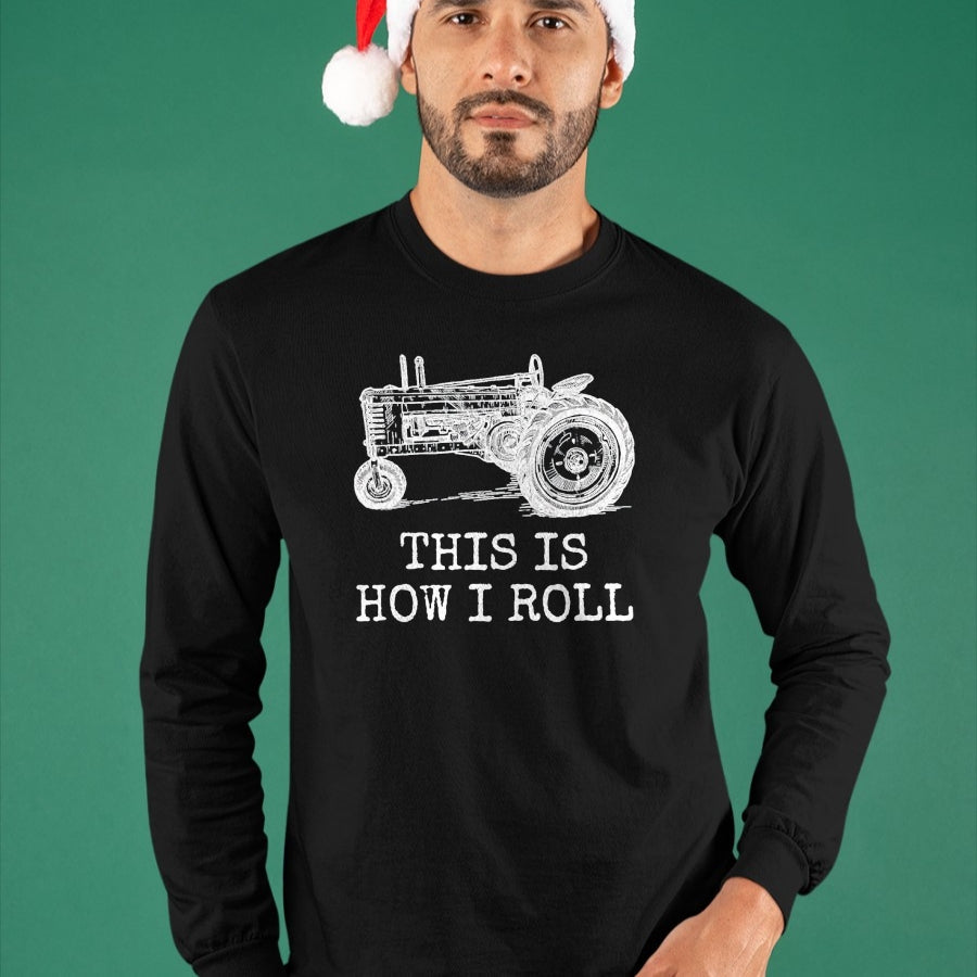Best Farmer Life Shirt, Funny Farmer UnisexT-Shirt/Hoodie/Sweatshirt HLT00 - Farming This is How I Roll Tractor Farmer T-Shirt, Men, Black, 3X-Large