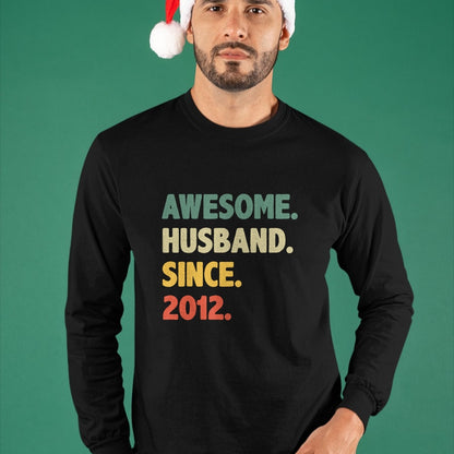 Best Wife Shirt, Wife and Husband Unisex T-Shirt/Hoodie/Sweatshirt HLT00 - 12th Wedding Anniversary Epic Awesome Husband Since 2012 Long Sleeve T-Shirt