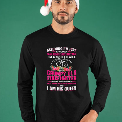 Best Wife Shirt, Wife and Husband Unisex T-Shirt/Hoodie/Sweatshirt HLT00 - Gift for wife T shirt, spoiled wife   I'm A Spoiled Wife Grumpy Old Firefighter - Firefighter Wife P