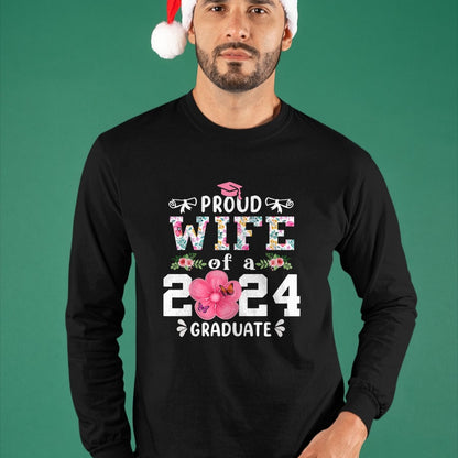 Best Wife Shirt, Wife and Husband Unisex T-Shirt/Hoodie/Sweatshirt HLT00 - Gift for wife T shirt, lucky wife   Proud Wife of a 2024 graduate for family graduation T-Shirt