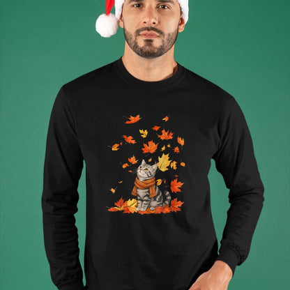 Cat Love Shirt, Funny Cat Lover Gift UnisexT-Shirt/Hoodie/Sweatshirt HLT00 - Cute Cat Leaf Fall Autumn Cat FallKitten Kitty Cat Lovers T-Shirt
