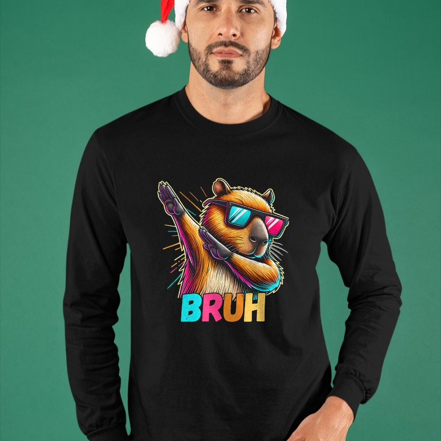 Cute Capybara Shirt, Funny Capybara Unisex T-Shirt/Hoodie/Sweatshirt HLT00 - Funny Dabbing Capy Bruh Teens Youth Kids Meme Rodent Lovers T-Shirt