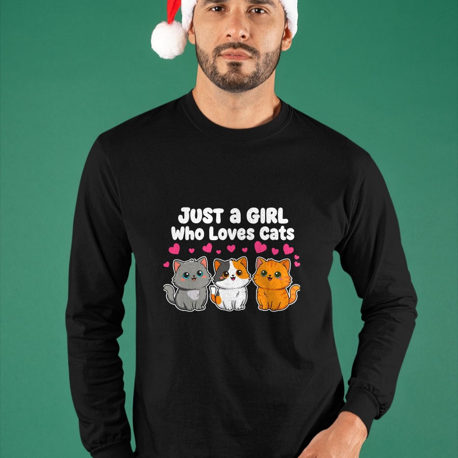 Cat Love Shirt, Funny Cat Lover Gift UnisexT-Shirt/Hoodie/Sweatshirt HLT00 - Just a Girl Who Loves Cats Cute Kittens T-Shirt