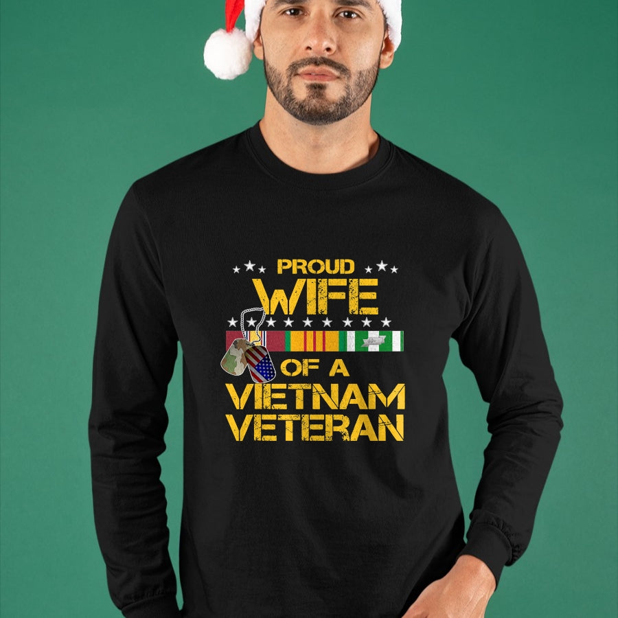 Best Wife Shirt, Wife and Husband Unisex T-Shirt/Hoodie/Sweatshirt HLT00 - Gift for wife T shirt, lucky wife   Proud Wife Of A Vietnam Veteran My Husband Is A Hero T-shirt T-S