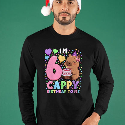 Cute Capybara Shirt, Funny Capybara UnisexT-Shirt/Hoodie/Sweatshirt HLT00 - Capybara Birthday Shirt 6 Kawaii Girl Capybara 6th Birthday T-Shirt