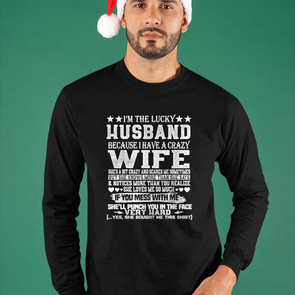 Best Wife Shirt, Wife and Husband Unisex T-Shirt/Hoodie/Sweatshirt HLT00 - Gift for wife T shirt, lucky wife   I Am A Lucky Husband I Have A Crazy Wife Christmas Birthday T-Sh (1)