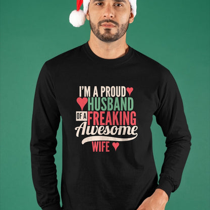 Best Wife Shirt, Wife and Husband Unisex T-Shirt/Hoodie/Sweatshirt HLT00 - Mens Proud Husband of a freaking awesome wife T-Shirt (1)