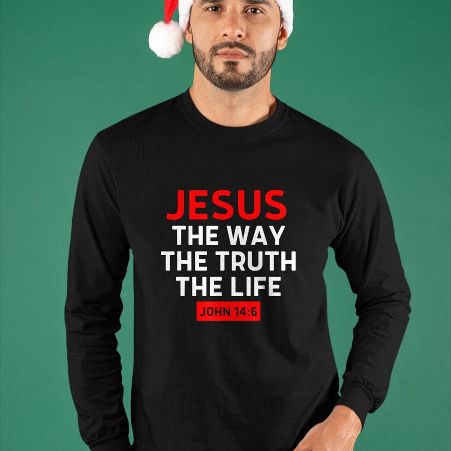 Christian Tee, Christian Faith Unisex T-Shirt/Hoodie/Sweatshirt HLT00 - Jesus The Way Truth Life John 14 6 Christian Bible Verse T-Shirt (2)