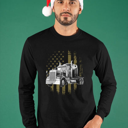 Best Truck Driver Life Shirt, Funny Trucker UnisexT-Shirt/Hoodie/Sweatshirt HLT00 - Trucker American Flag Big Rig Semi-Trailer Truck Driver Gift T-Shirt
