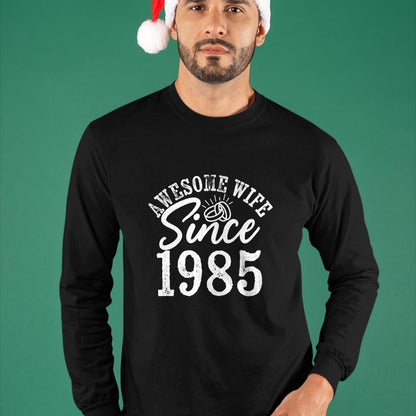 Best Wife Shirt, Wife and Husband Unisex T-Shirt/Hoodie/Sweatshirt HLT00 - Awesome Wife Since 1985 Anniversary From Husband Funny her T-Shirt