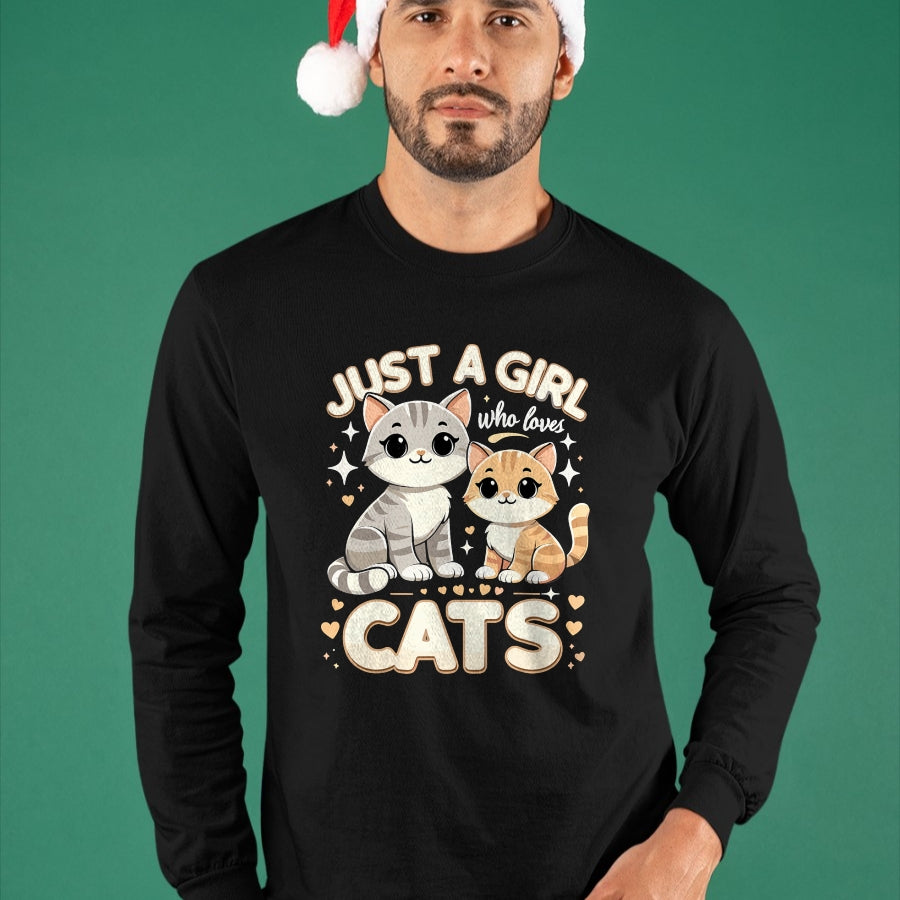 Cat Love Shirt, Funny Cat Lover Gift UnisexT-Shirt/Hoodie/Sweatshirt HLT00 - Cute Cat Just A Girl Who Loves Cats T-Shirt