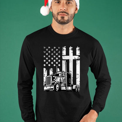 Best Truck Driver Life Shirt, Funny Trucker UnisexT-Shirt/Hoodie/Sweatshirt HLT00 - Semi Truck American Flag Christian Truck Driver Patriotic T-Shirt