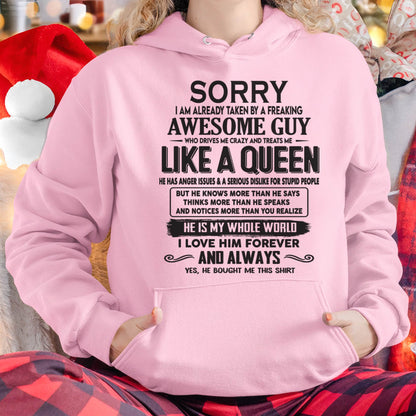 Sorry I am already taken by a freaking awesome guy - Gift for Wife From Husband - TLEE00 (SKU08-25-00)
