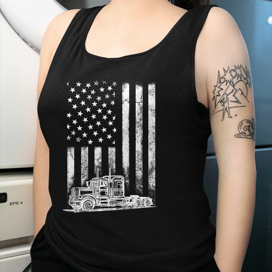 Best Truck Driver Life Shirt, Funny Trucker UnisexT-Shirt/Hoodie/Sweatshirt HLT00 - Truck Driver American Flag Trucker Vintage Men Women Gift T-Shirt Small