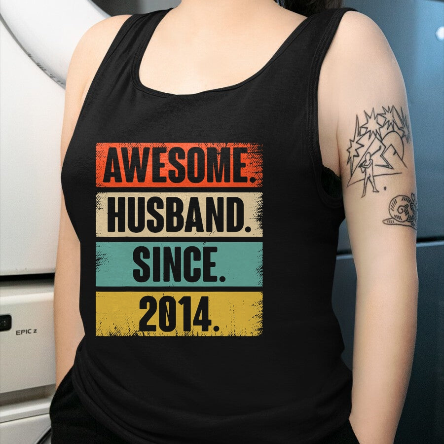 Best Wife Shirt, Wife and Husband Unisex T-Shirt/Hoodie/Sweatshirt HLT00 - 10th Wedding Anniversary Epic Awesome Husband Since 2014 T-Shirt