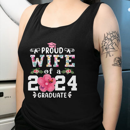 Best Wife Shirt, Wife and Husband Unisex T-Shirt/Hoodie/Sweatshirt HLT00 - Gift for wife T shirt, lucky wife   Proud Wife of a 2024 graduate for family graduation T-Shirt