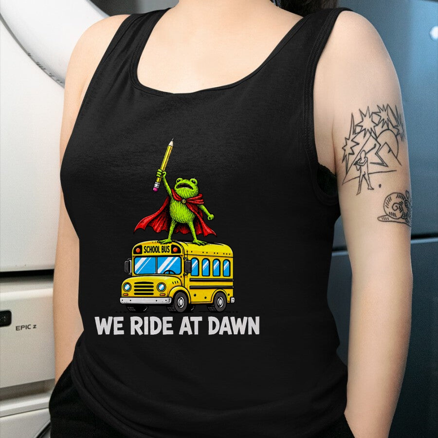 Best Student Shirt, Funny Back To School UnisexT-Shirt/Hoodie/Sweatshirt HLT00 - We Ride At Dawn Funny Back to School Buss Frog Teacher Kids T-Shirt