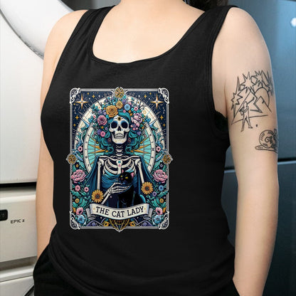 Cat Love Shirt, Funny Cat Lover Gift UnisexT-Shirt/Hoodie/Sweatshirt HLT00 - The Cat Lady Tarot Card Skeleton Cat Mom Cat Lover T-Shirt
