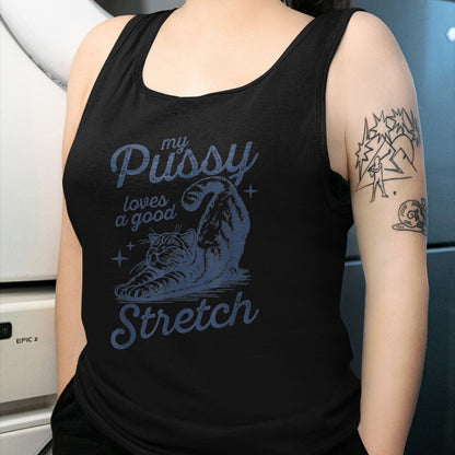 Cat Love Shirt, Funny Cat Lover Gift UnisexT-Shirt/Hoodie/Sweatshirt HLT00 - My Pussy Loves A Good Stretch Inappropriate Adult Humor T-Shirt