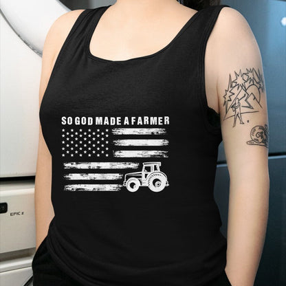Best Farmer Life Shirt, Funny Farmer UnisexT-Shirt/Hoodie/Sweatshirt HLT00 - So God Made A Farmer Retro American Flag Tractor T-Shirt