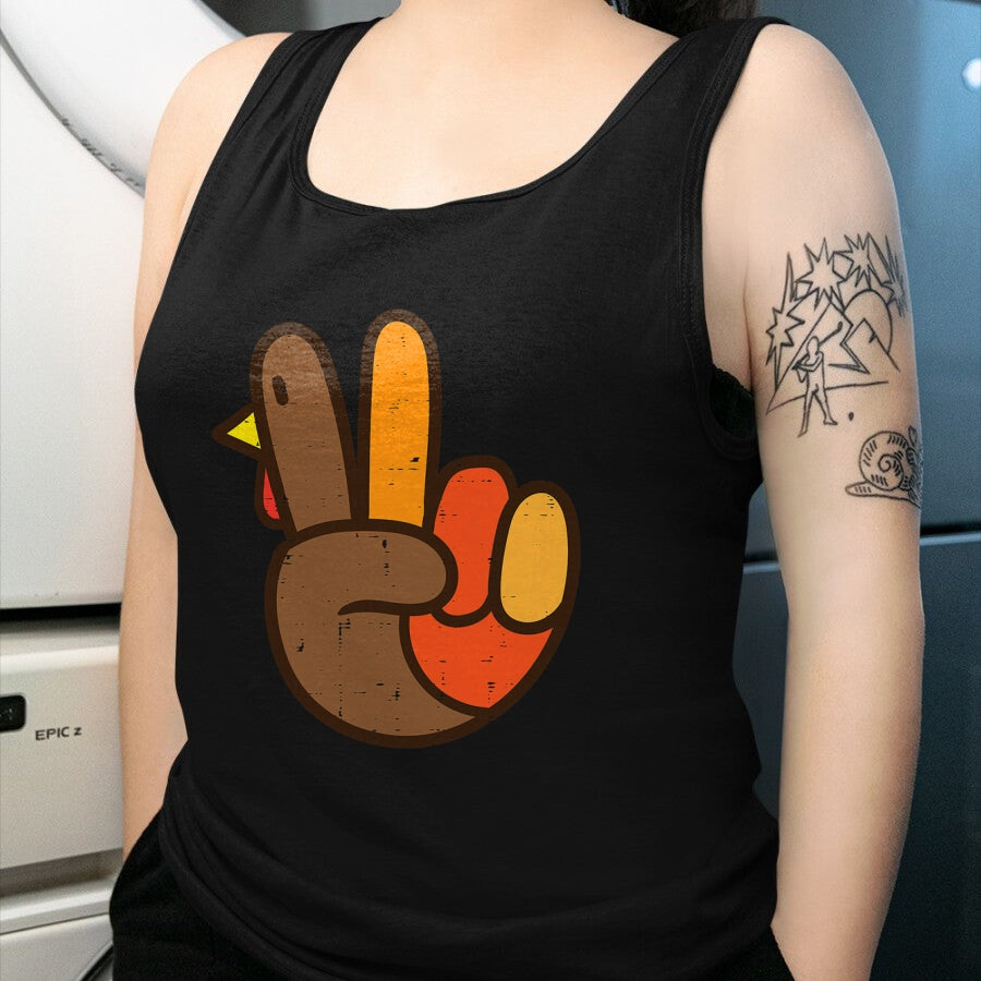 Best Thanksgiving Family Shirt , Funny Thanksgiving UnisexT-Shirt/Hoodie/Sweatshirt HLT00 - Peace Sign Turkey Hand Cool Thanksgiving Hippie Men Women T-Shirt